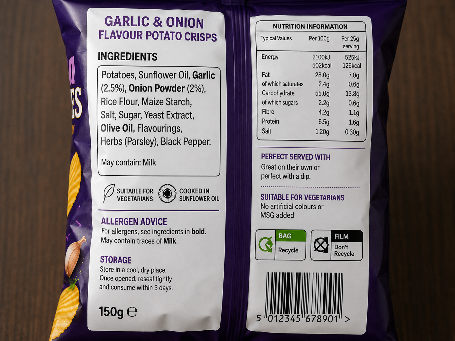 Ingredients list scan text
